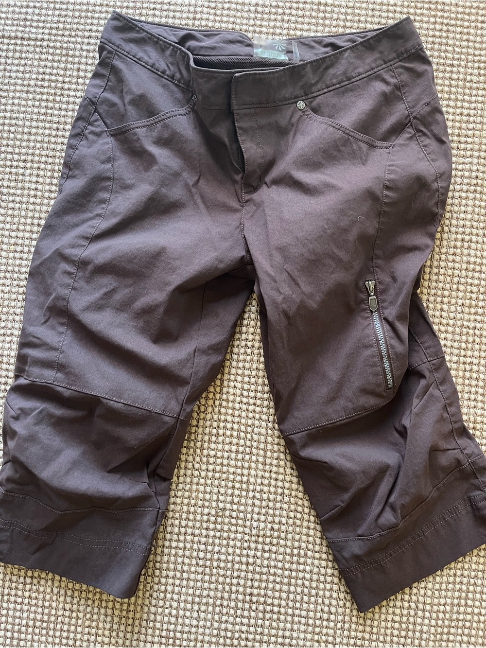 Athleta Chocolate Brown Cargo Capri with Snap Detail